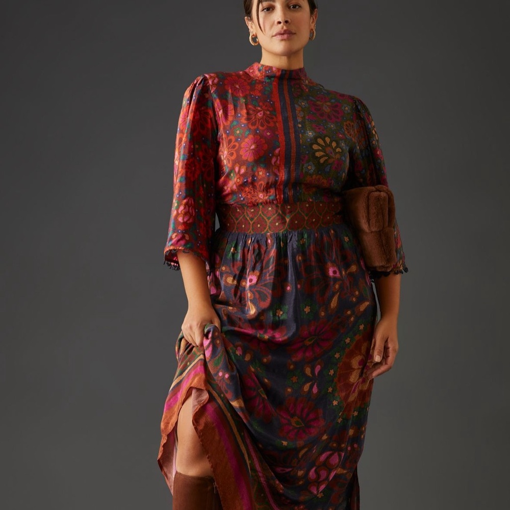 New FARM Rio x Anthropologie Mock Neck Maxi Dress 2XL, 2X, NWT